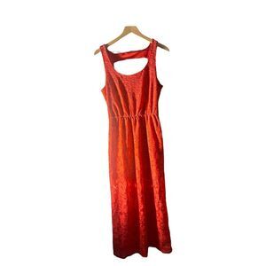 Bongo Coral Lace Maxi Dress Sleeveless Cutout Back Summer L/G‎